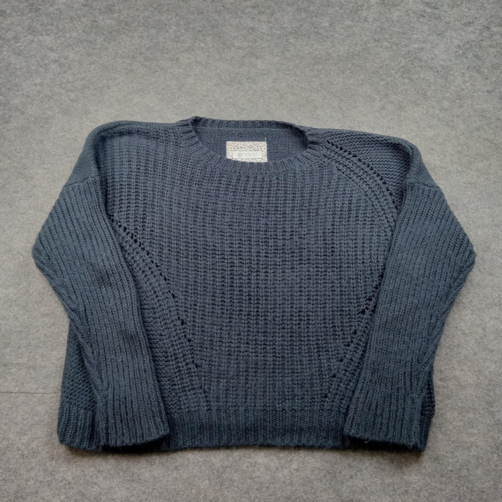 Element Sweater Womens Small Blue Chunky Open Knit Raglan Crewneck‎ Pullover